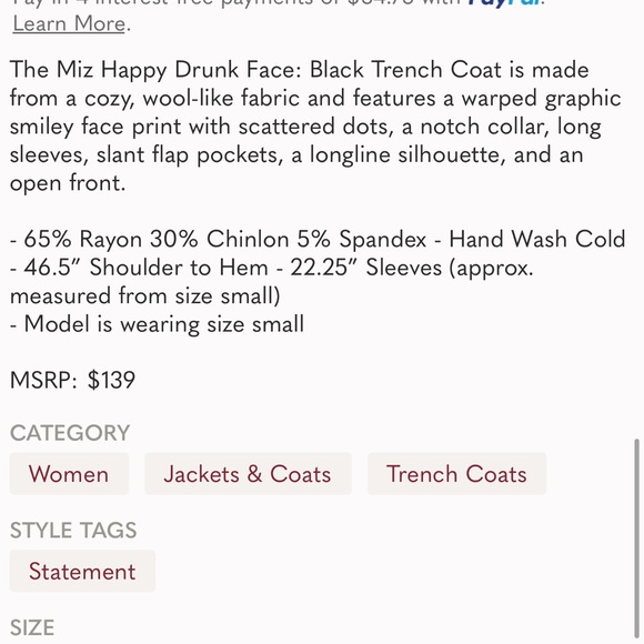 Happy face coat - Picture 7 of 7